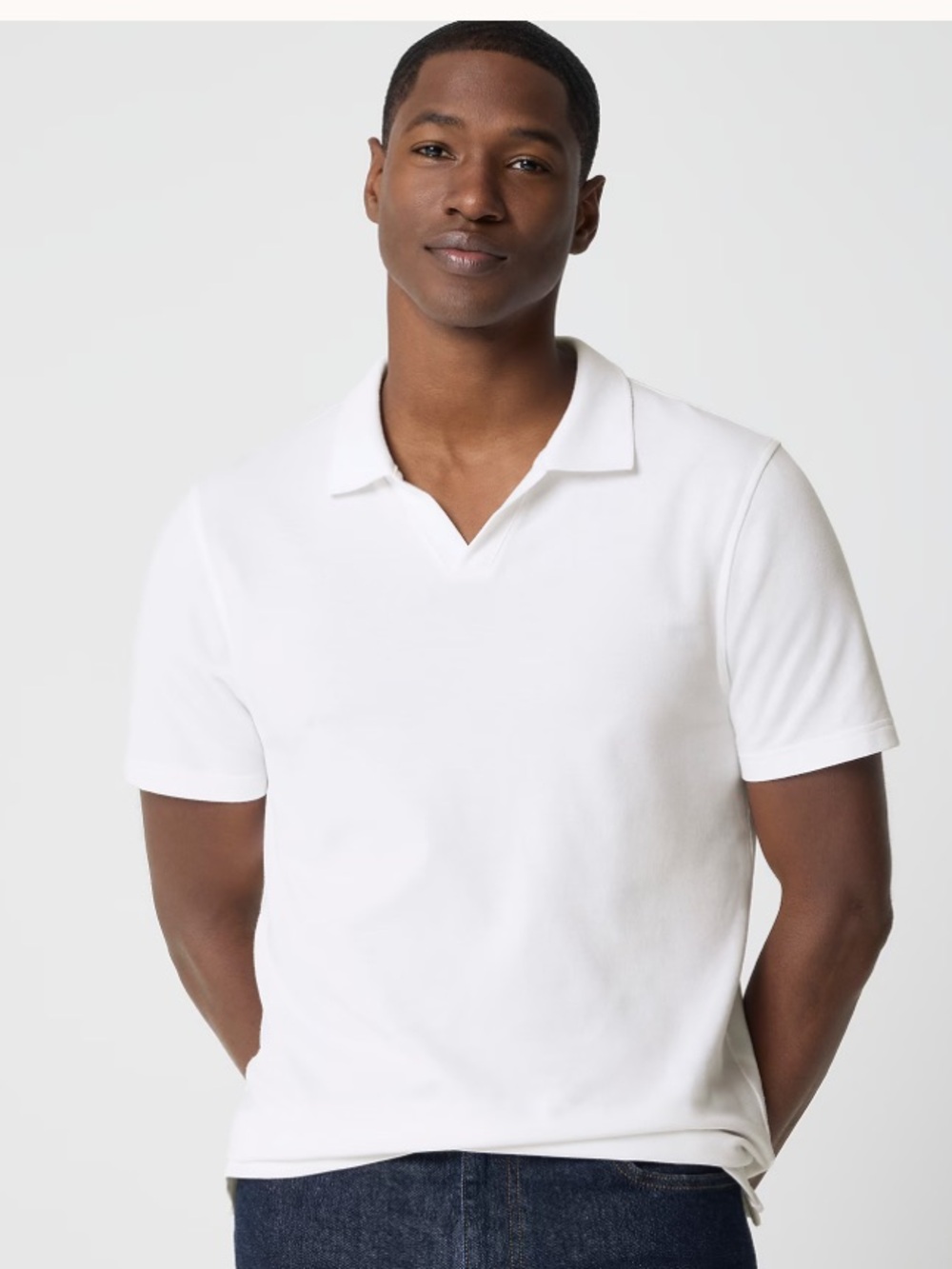 J. Crew Factory Flex piqué johnny-collar polo shirt - White